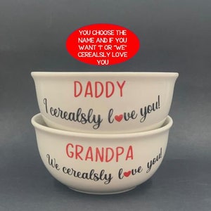 Valentines Day Gift, Gift for Dad, Gift for Grandpa, Gift for Husband, Gift for Boyfriend, Gift for Teenager, Personalized Cereal Bowl