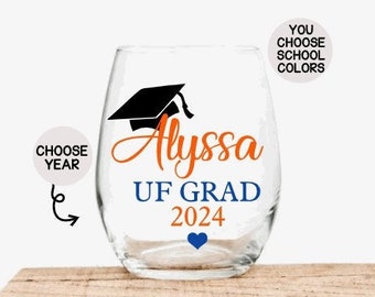 Personalized Graduation Wine Glass, Graduation Gift, Gift for College Graduation, Graduation Wine Glasses, Class of 2024, 2024 Graduation