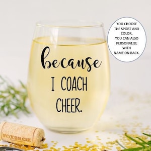 Cheerleading Coach Wine Glass Gift, Gift for Cheer Coach, Gift for Coach, Custom Coaches Gift, Cheer Coach Gifts, Funny Coach Gift