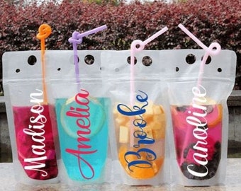 Personalized Adult Drink Pouches, Adult Beverage Pouch, Pool Party, Adult Party Favors, Bachelorette Party, Girls Trip, Beach Drinks