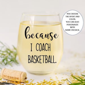 Coach Personalized Wine Glass Gift, Gift for Coach, Gift for Basketball Coach, Custom Coaches Gift, Basketball Coach Gifts, Funny Coach Gift