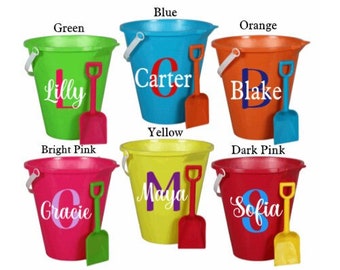 Personalized Beach Bucket for Kids, Kids Beach Pail with Shovel, Beach Toys, Sand Toys, Beach Theme Party Favors, Beach Party Gifts