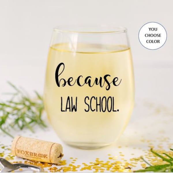 Because Law School Stemless Wine Glass, Law School Graduate Gift, Gift for Law School Graduation, Law School Student Graduation Gift
