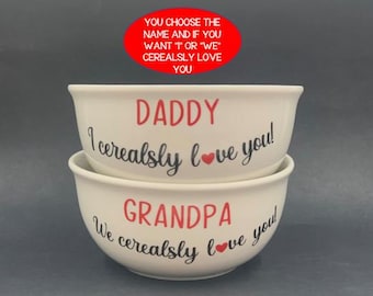 Valentines Day Gift, Gift for Dad, Gift for Grandpa, Gift for Husband, Gift for Boyfriend, Gift for Teenager, Personalized Cereal Bowl