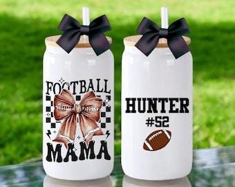 Football Mom, Football Mom Gift, Team Mom Gift, Football Mom Tumbler, Iced Coffee Glass, Iced Coffee Cup, Football Mama, Touchdown Season