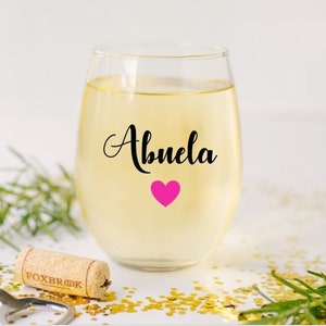 Abuela Stemless Wine Glass, Abuela Wine Glass, Gift for Abuela, New Abuela Gift, Best Grandma gift, gift for grandma image 1