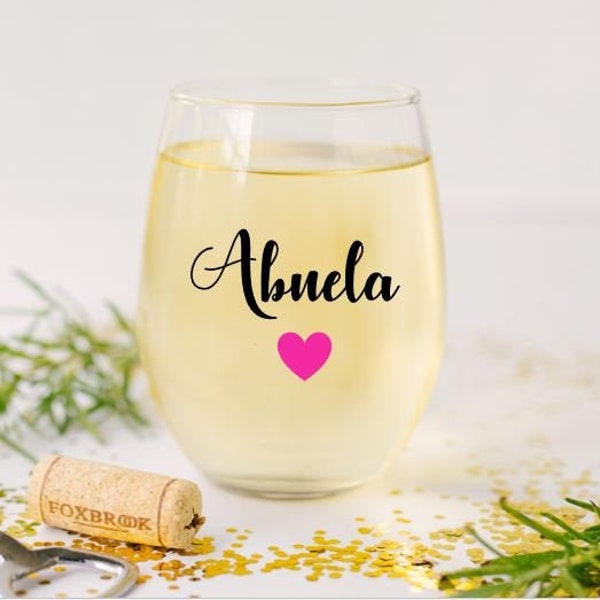 Abuela Stemless Wine Glass, Abuela Wine Glass, Gift for Abuela, New Abuela Gift, Best Grandma gift, gift for grandma