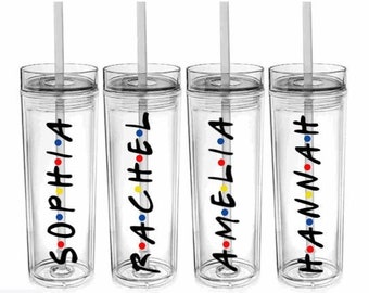 Friends Tumbler, Friends Tumbler with Straw, Personalized Friends Tumbler with Name, Birthday Gift for Her, Friends Gifts, Skinny Tumbler