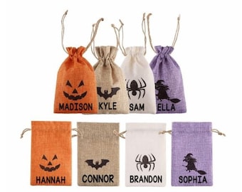 Halloween Treat Bags, Halloween Goodie Bags, Personalized Halloween Candy Bags, Halloween Party Favor Bags, Kids Halloween Party Favors