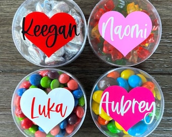 Valentines Day Party Favors for Kids, Personalized Valentines Day Candy Container, Valentines Treat Bags, Valentines Day Goodie Bags