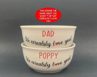 Valentines Day Gift for Dad, Valentine’s Day Gift for Kids, Gift for Boyfriend, Personalized Cereal Bowl, Birthday Gift for Dad