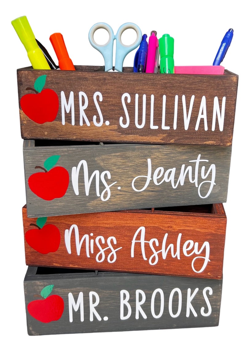 Back to School Teacher Gifts, Teacher Desk Decor, Teacher Appreciation Gifts, Teacher Desk Organizer, Teacher Desk Decor Apple, Teacher Gift image 4