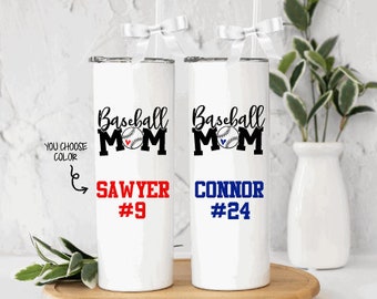 Baseball Mom Tumbler, Personalized Baseball Mom Gifts, Baseball Mom Cup, Baseball Tumbler with Player Name and Number