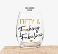 50th Birthday Gifts for Women, Fifty and Fucking Fabulous Wine Glass, Funny 50th Birthday Gifts, Personalized 50th Birthday Gift for her