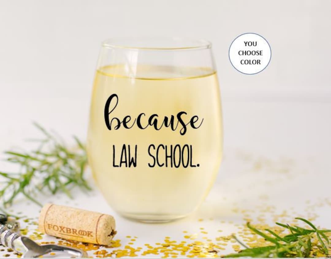 Because Law School Stemless Wine Glass, Law School Graduate Gift, Gift