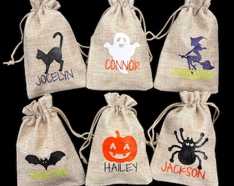Halloween Treat Bags, Halloween Goodie Bags, Personalized Halloween Candy Bags, Halloween Party Favor Bags, Kids Halloween Party Favors