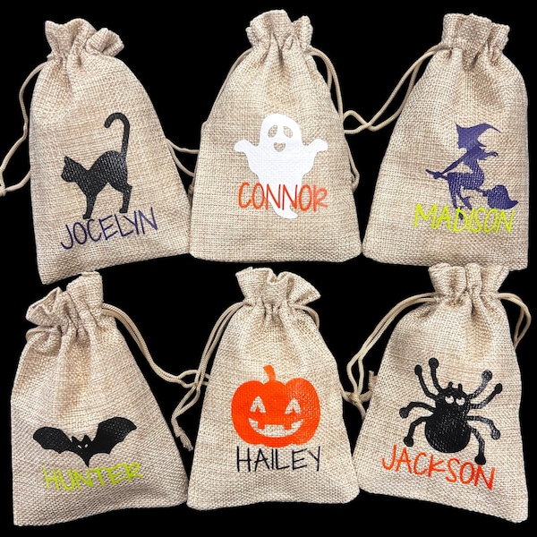Halloween Treat Bags, Halloween Goodie Bags, Personalized Halloween Candy Bags, Halloween Party Favor Bags, Kids Halloween Party Favors