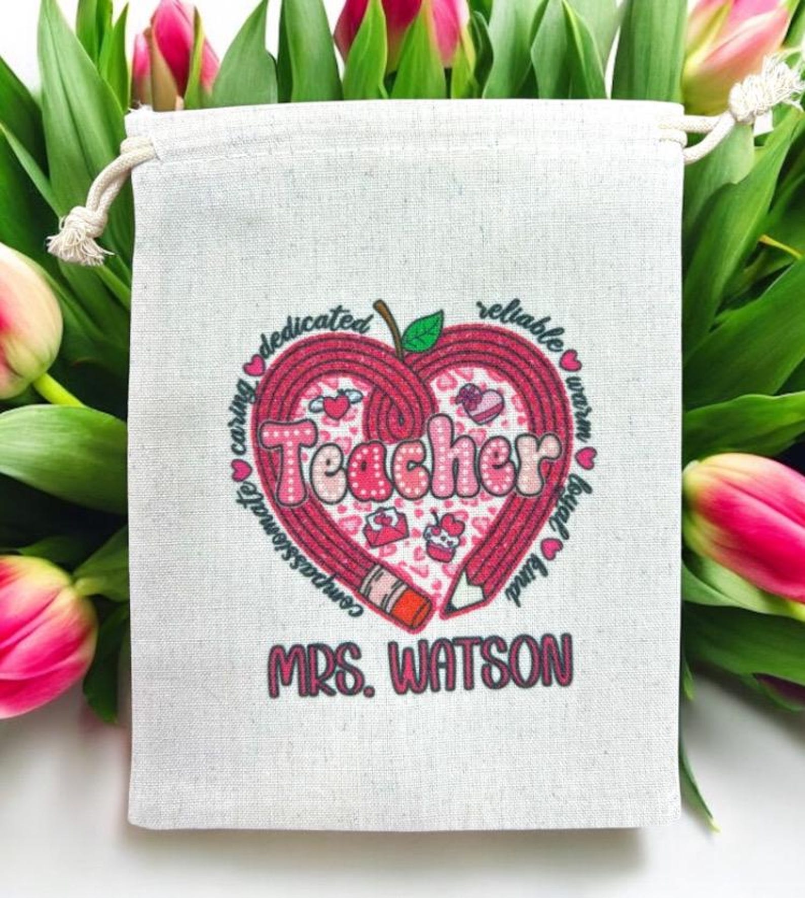 Personalized Teacher Treat Bag for Valentines Day, Teacher Appreciation ...