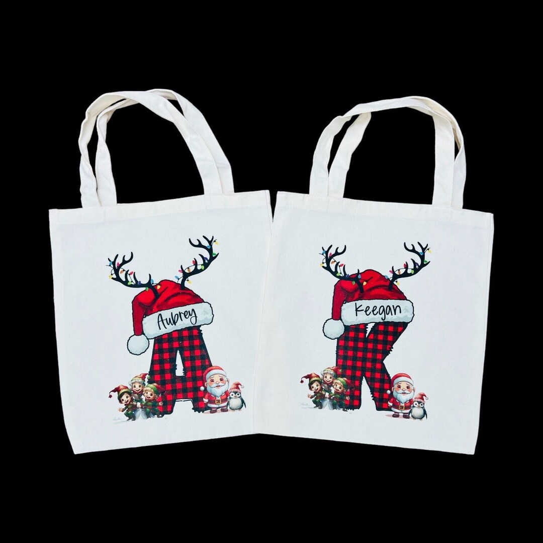 Personalized Christmas Tote Bag Kids Christmas Gift Etsy