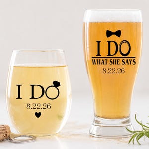 Cadeau de mariage personnalisé pour couple, cadeau pour les jeunes mariés, je fais et je fais ce qu'elle dit, coffret cadeau pour couple juste marié, cadeau de mariage amusant image 1
