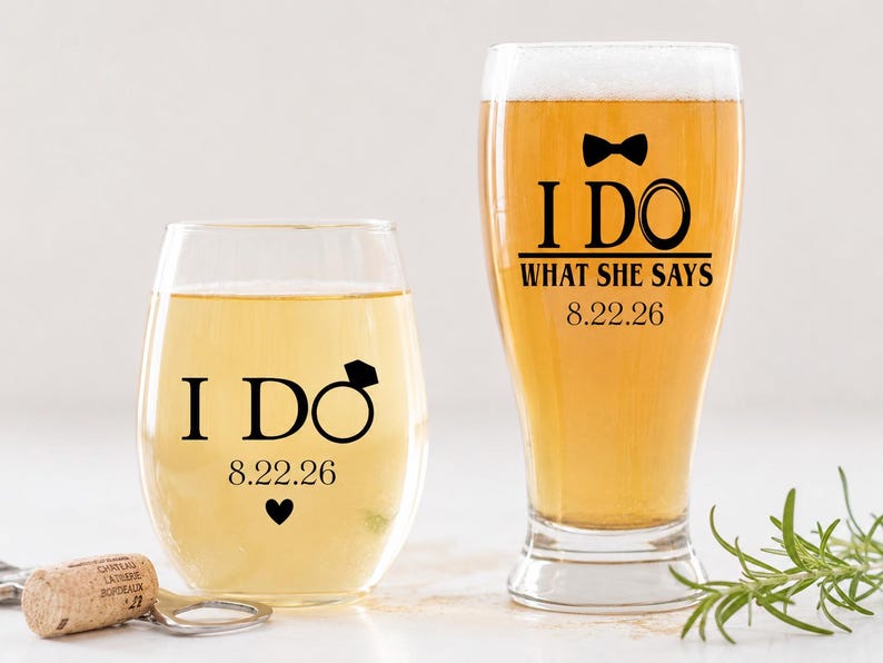 Cadeau de mariage personnalisé pour couple, cadeau pour les jeunes mariés, je fais et je fais ce qu'elle dit, coffret cadeau pour couple juste marié, cadeau de mariage amusant image 1