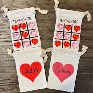 Favores de fiesta del Día de San Valentín para niños, Regalo personalizado de San Valentín para niños, Juegos de fiesta del Día de San Valentín, Bolsas de golosinas de San Valentín, Tic Tac Toe