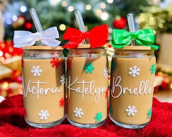 Personalized Christmas Glasses, Personalized Christmas Tumbler, Christmas Gifts for Her, Christmas Gifts for Coworkers, Gifts for Mom