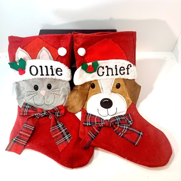 Personalized Christmas Stocking for dog or cat, Dog Stocking Personalized, Cat Stocking, Dog Stocking, Cat Stocking Personalized