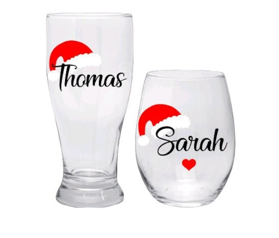 Personalized Christmas Glasses, Christmas Glass Cup, Christmas Glass Tumbler, Christmas Wine Glasses, Christmas Beer Glass, Holiday Glasses