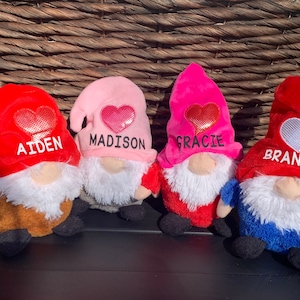 Personalized Valentine Gnome, Valentines Gnomes, Personalized Gnomes, Gnome Valentines Day Decor, Stuffed Gnomes for Kids