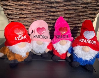 Personalized Valentine Gnome, Valentines Gnomes, Personalized Gnomes, Gnome Valentines Day Decor, Stuffed Gnomes for Kids