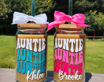 Aunt Birthday Gift, Aunt Gifts, Auntie Gifts, New Aunt Gift, Iced Coffee Glass, Favorite Auntie, Gift from Niece, Christmas Gift for Aunt