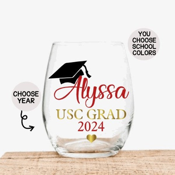Personalized Graduation Wine Glass, College Graduation Gifts, Graduation Gifts for College, College Grads, College Grad Gifts, Custom Gift