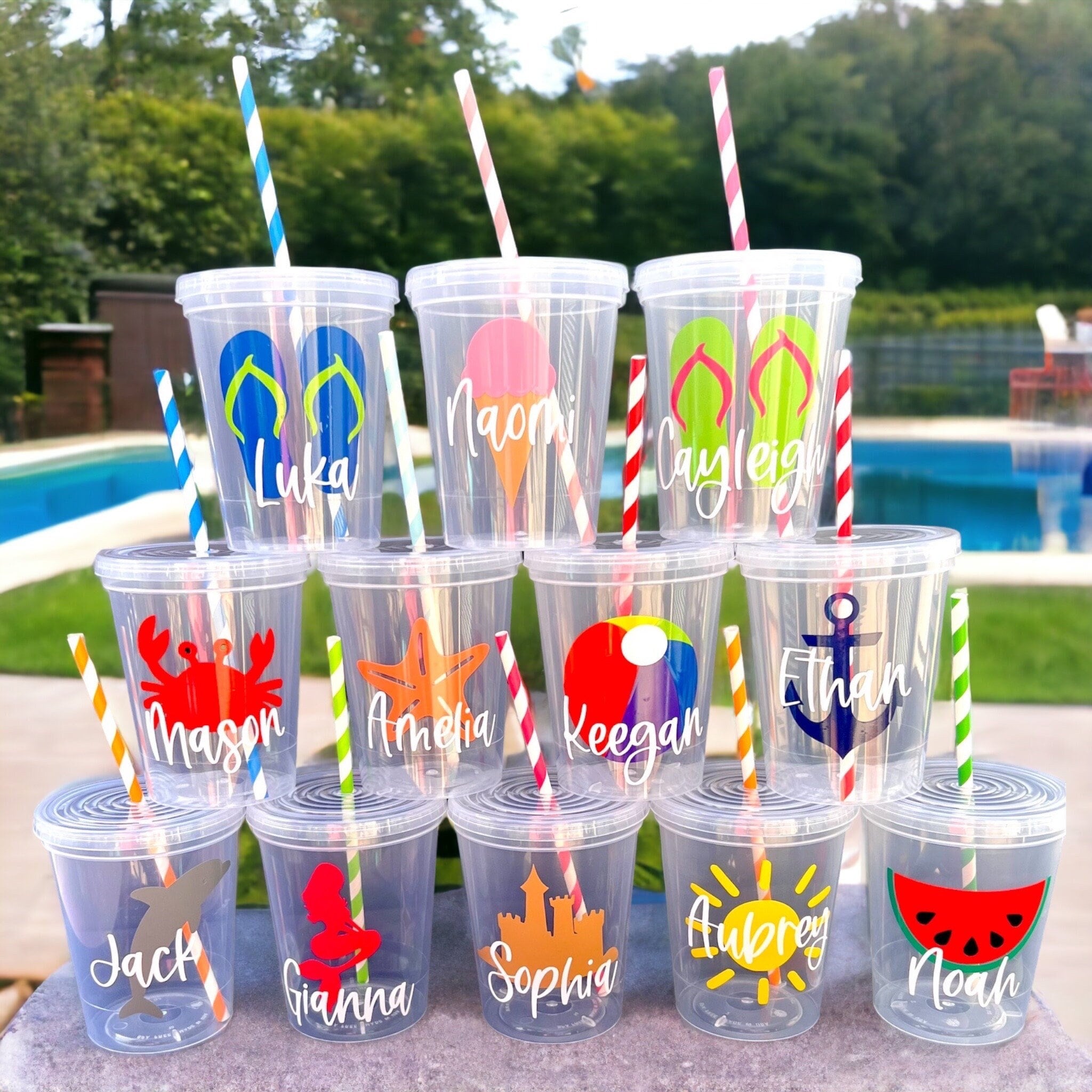 Kids Party Cups, Birthday Pool Party Cups, Pool Party Favors Kids, Beach  Party Favors, Beach Party Cups, Birthday Pool Party Decor 