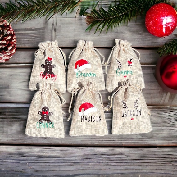 Christmas Treat Bags, Christmas Goodie Bags, Personalized Christmas Candy Bags, Christmas Party Favor Bags, Kids Christmas Party Favors