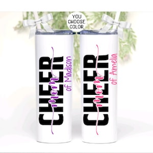 Cheer Mom Tumbler, Personalized Cheer Mom Gifts, Cheer Mom Cup, Cheerleading Mom Tumbler with Cheerleader Name,