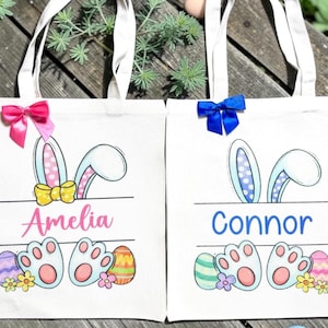 Personalized Easter Tote, Easter Egg Hunt Bag for Kids, Easter Gift Bag Kids, Custom Bunny Tote Easter Bag with Name, Easter Basket for Kids