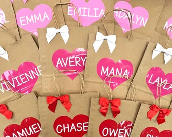 Valentines Day Gift Bags, Kids Valentines Day Goodie Bags, Treat Bags, Kids Valentines Exchange, Personalized Valentines Day Kids Gift Bags