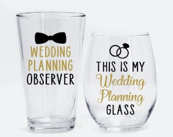 Wedding Planning Glasses, Engagement Gift, Engagement Gifts, Engagement Gift Set, Future Mrs Gift, Engagement, Gift for Couple, Bride to be