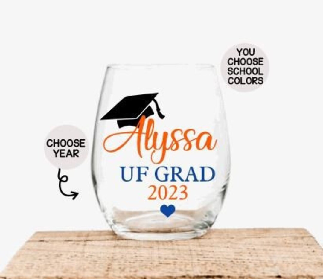 Personalized Graduation Wine Glass, Graduation Gift, Gift for College
