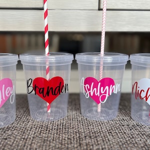 Valentines Day Party Cups for Kids, Valentines Day Party Favors for Kids, Kids Valentines Cup, Personalized Valentines Day Toddler Cups