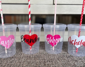 Valentines Day Party Cups for Kids, Valentines Day Party Favors for Kids, Kids Valentines Cup, Personalized Valentines Day Toddler Cups