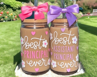 Principal Gifts, Gift for Principal, Assistant Principal Gifts, Gift for Assistant Principal, Personalized Iced Coffee Glass, End of Year