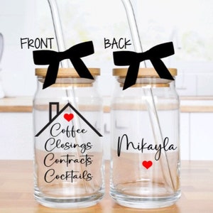 Realtor Gift for Agent, Realtor Gift Ideas, Realtor Gift from Buyer, Real Estate Agent Gift, Coffee Contracts Closings and Cocktails Tumbler