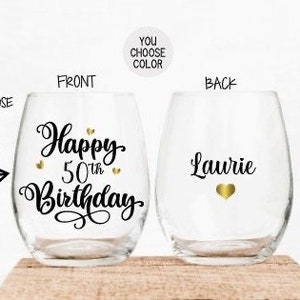 50th Birthday Gift, 50th Birthday Gifts for women, 50th Birthday Wine  Glass, 50th Birthday Gifts for her, Party Favors for 50th Birthday
