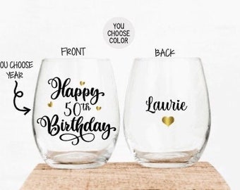 50th Birthday Gift, 50th Birthday Gifts for women, 50th Birthday Wine  Glass, 50th Birthday Gifts for her, Party Favors for 50th Birthday