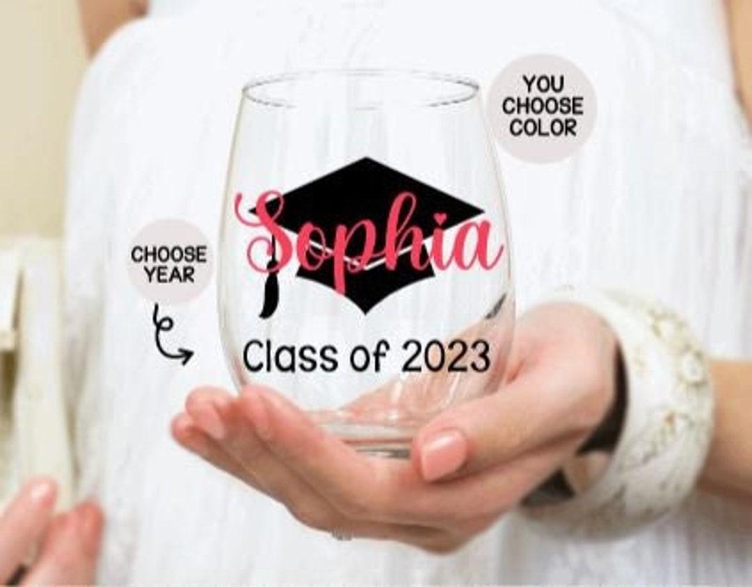 Personalized Graduation Wine Glass, College Graduation Gifts, Gift for