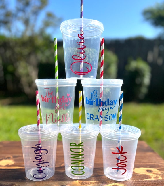 Happy Birthday Cups - 16 oz Cups with Lid & Straw - Thankful Sweets