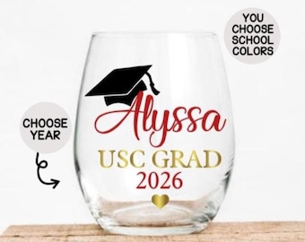 Personalized Graduation Wine Glass, College Graduation Gifts, Graduation Gifts for College, College Grads, College Grad Gifts, Custom Gift