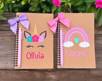 Gift for Girls, Personalized Notebooks for Kids, Girls Party Favors, Girls Notebooks, Boho Rainbow Notebook, Unicorn Gift, Unicorn Notebook